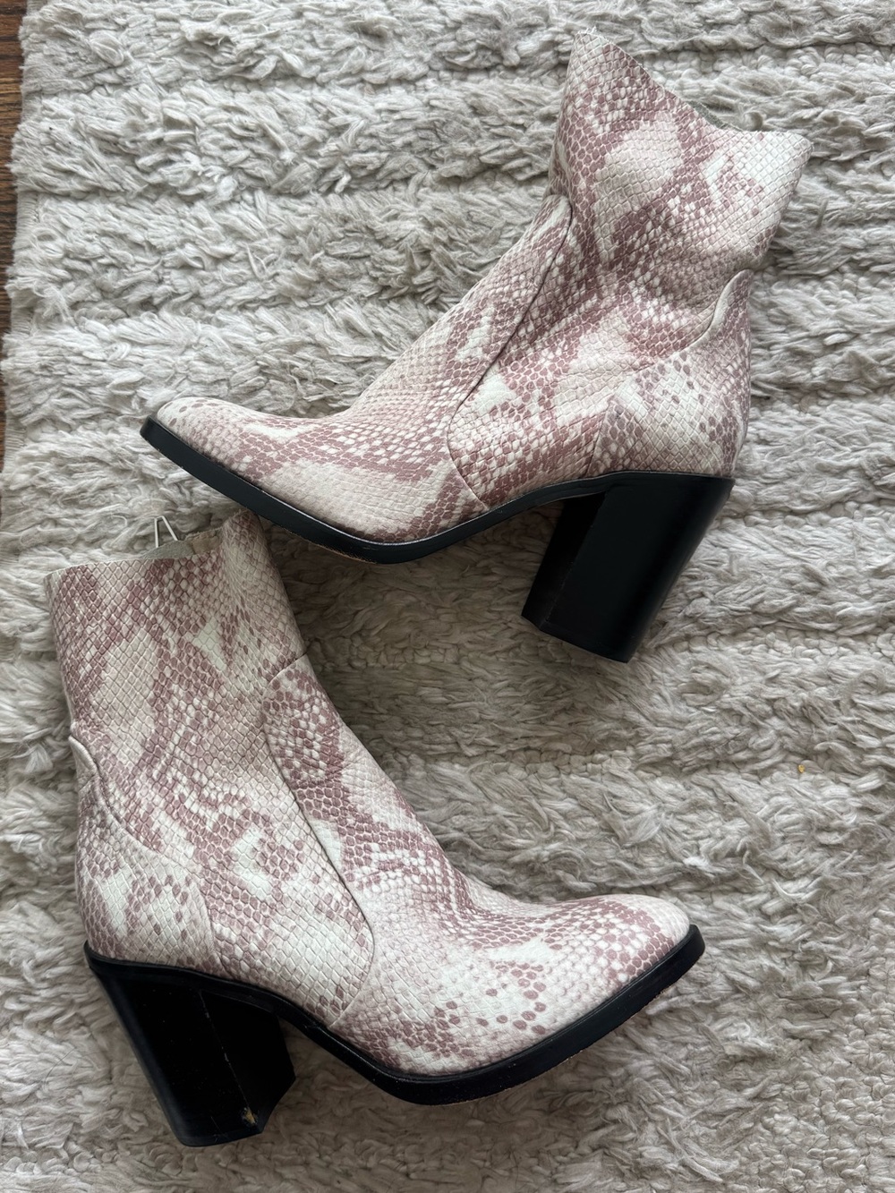 Dolce vita snake print chunky heel boots